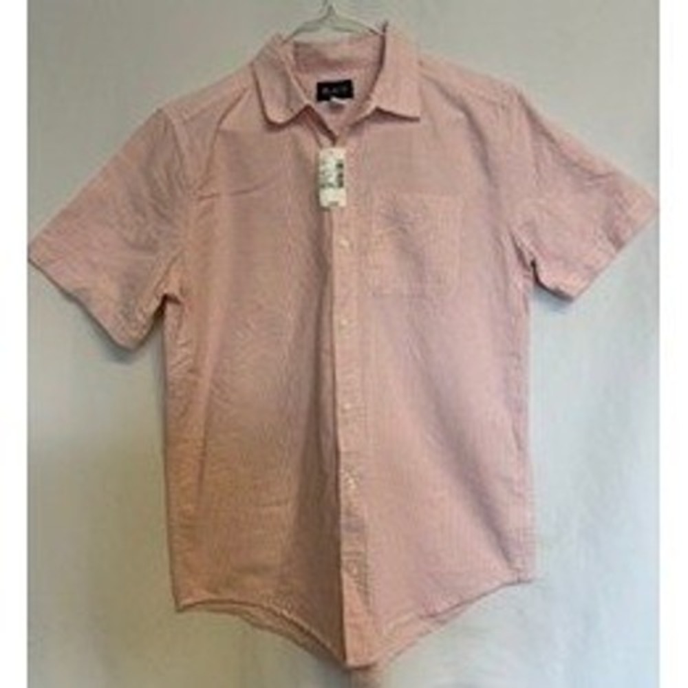 The Childrens Place Boys Earth Rose Pinstripe Short Sleeve Button Down Shirt 16
